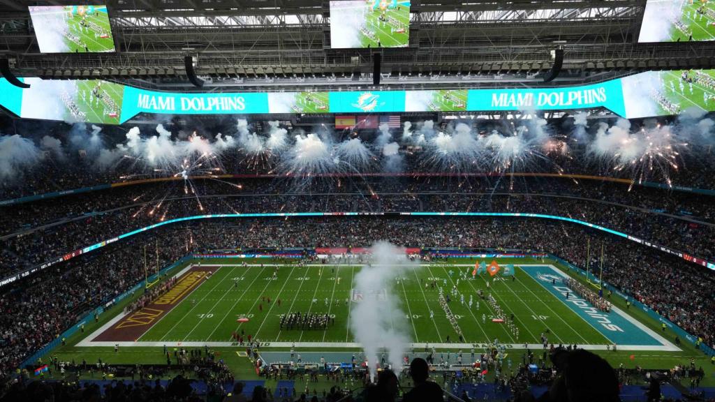 Vista panorámica del Santiago Bernabéu antes del histórico partido de la NFL