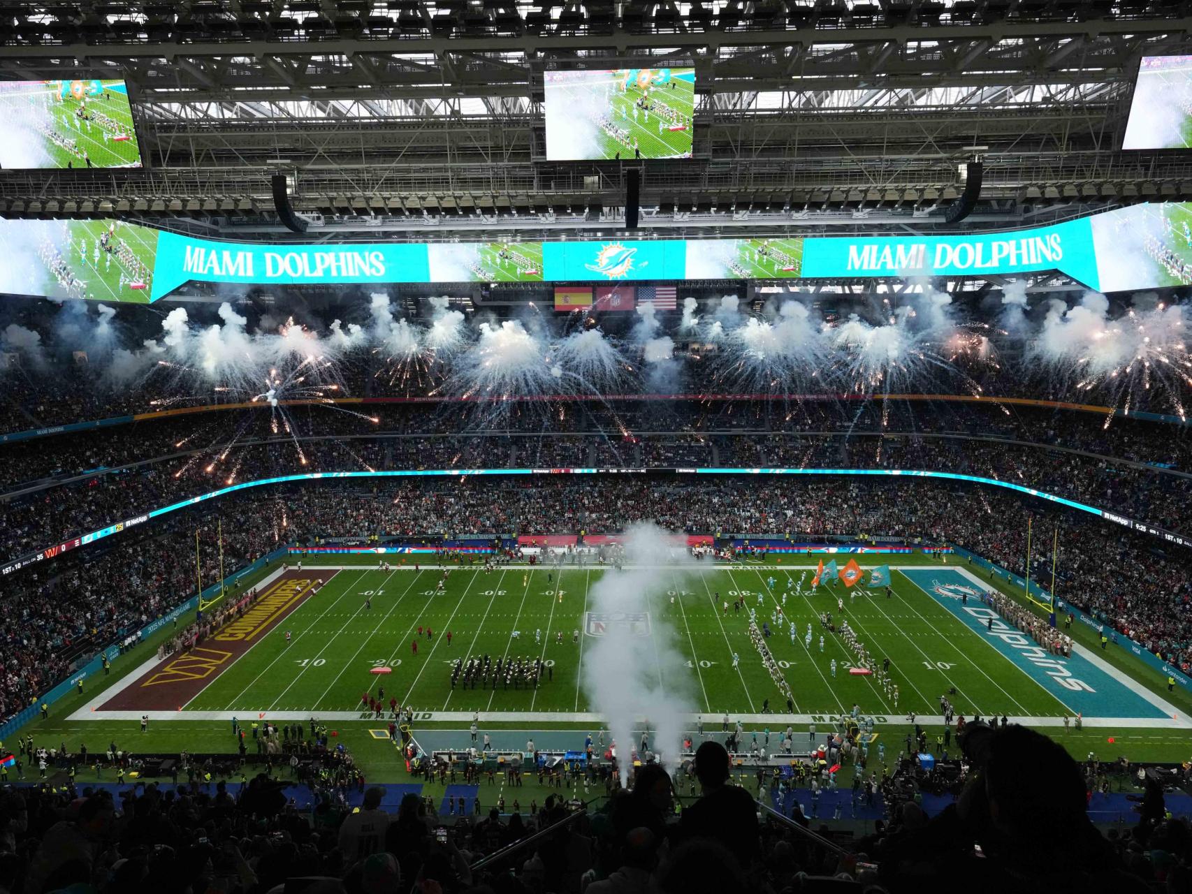 Vista panorámica del Santiago Bernabéu antes del histórico partido de la NFL