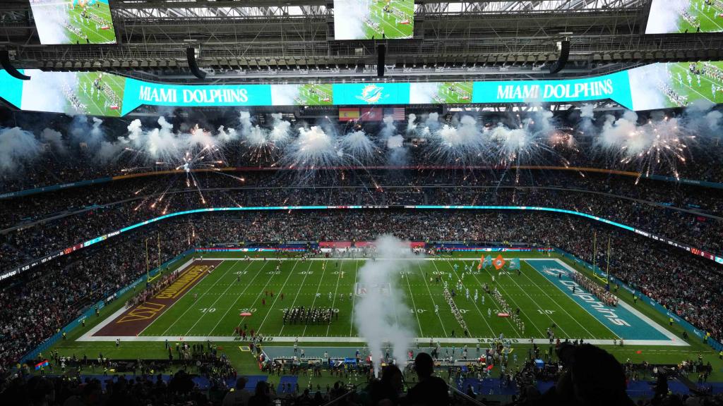Vista panorámica del Santiago Bernabéu antes del histórico partido de la NFL