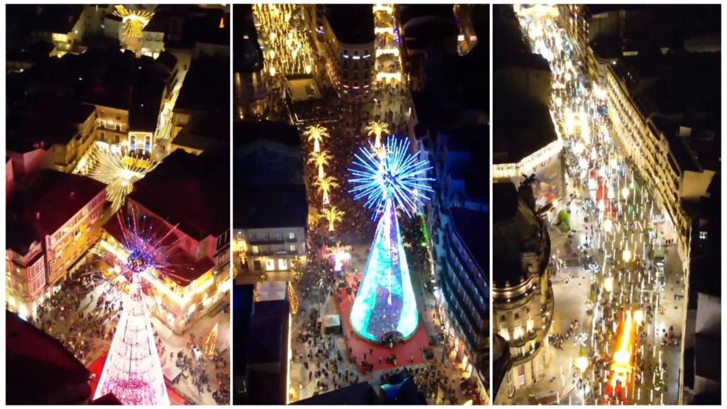 Vista aérea de la Navidad de Vigo