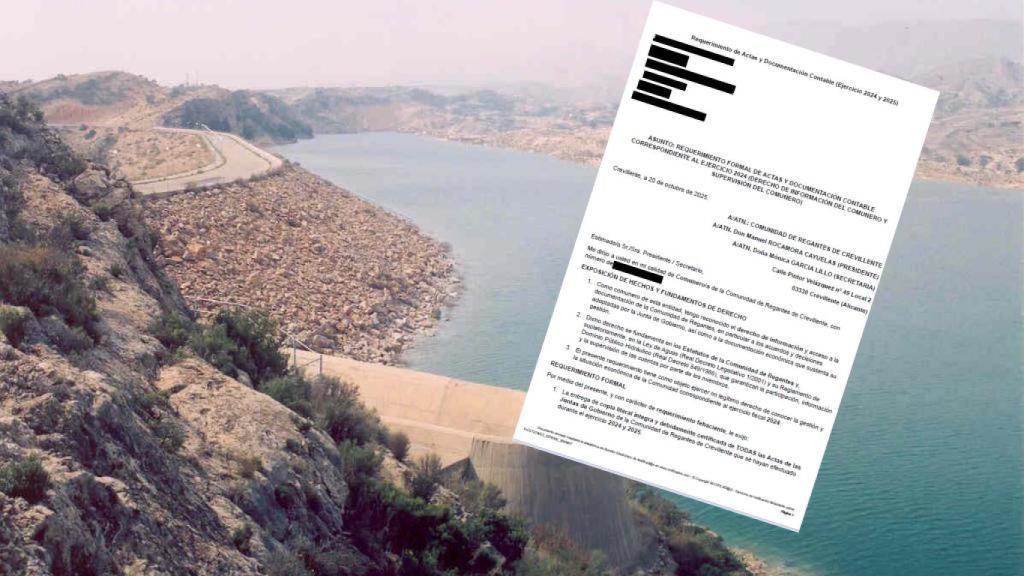 Embalse de Crevillent y el requerimiento del sector crítico de la Comunidad de Regantes de Crevillent.