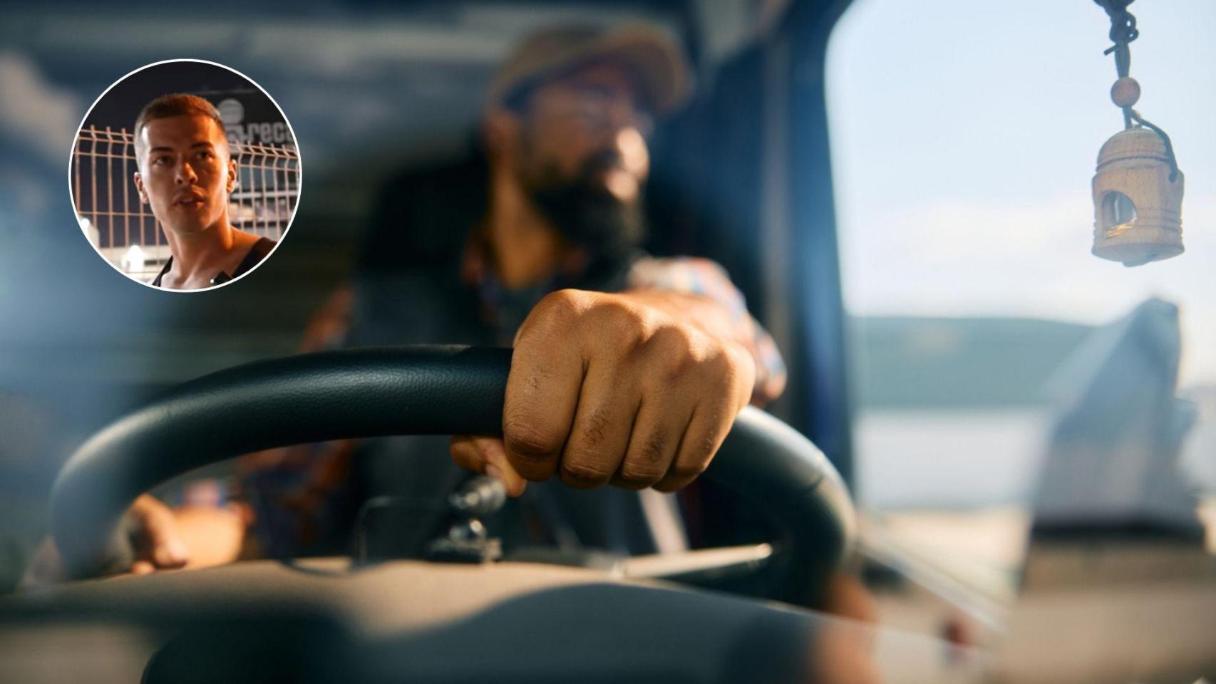 Imagen de archivo de un camionero y una imagen de Álex.