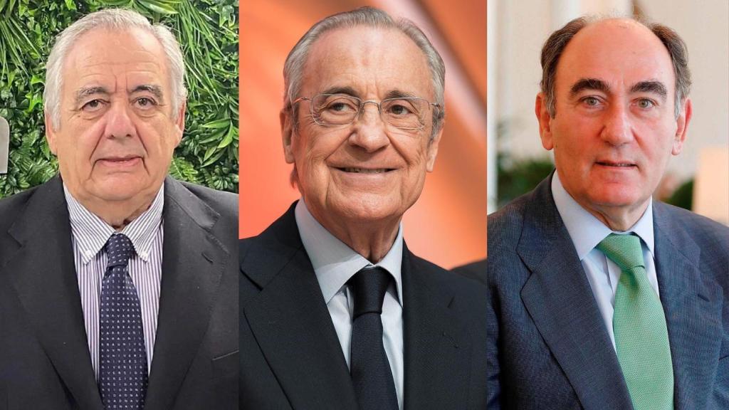 De izq. a dcha.: Enrique Díaz-Tejeiro (Solaria), Florentino Pérez (ACS) e Ignacio Galán (Iberdrola).