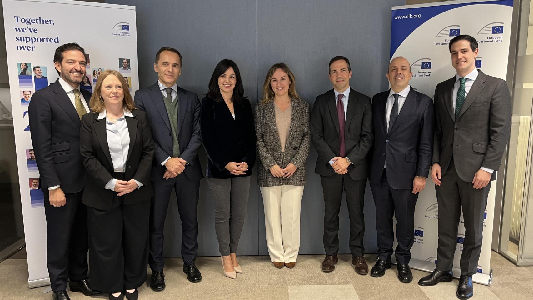 Christian López-Baillo (FEI), Alison Burney (FEI), Gabriele Todesca (FEI), María Romano (Grupo BEI), María Palanca (Ministerio de Economía, Comercio y Empresa), Jose Cabrita (FEI), David González (FEI), Ignacio Carrión (FEI).