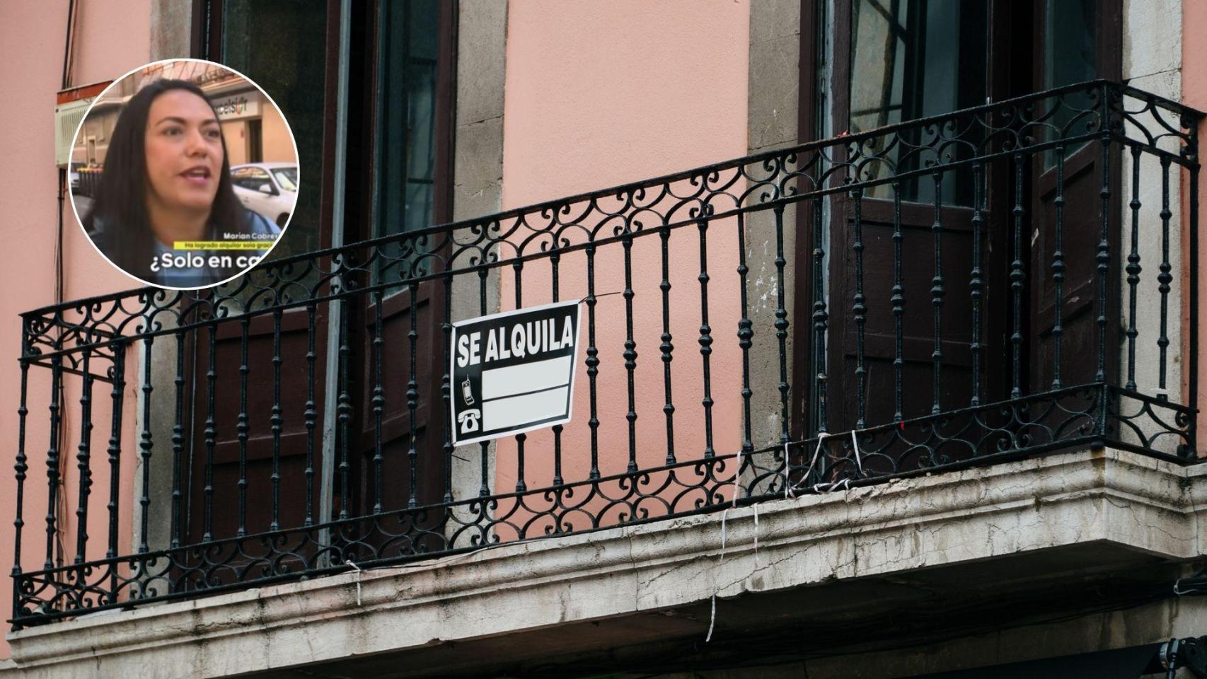 Montaje con una imagen de archivo de una vivienda en alquiler y una imagen de Marian.