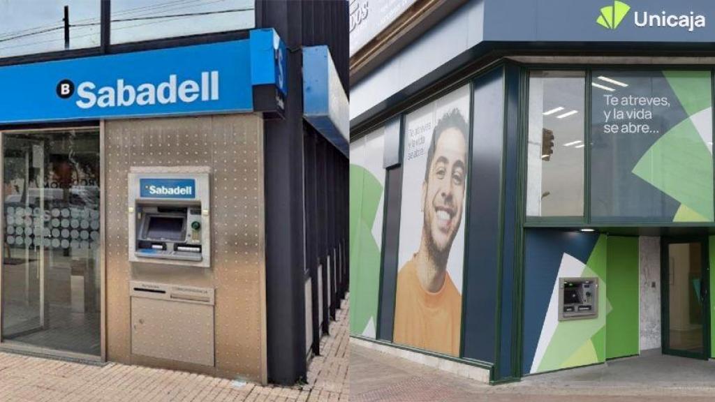 Sedes de Unicaja y Banco Sabadell.
