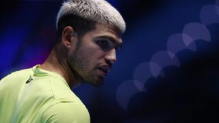 Carlos Alcaraz, en las ATP Finals ante Sinner.