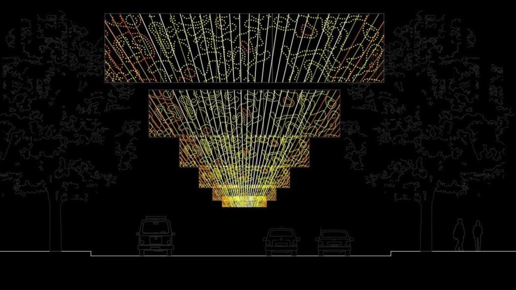 Render de la nueva iluminación que habrá en la calle Goya de Madrid.