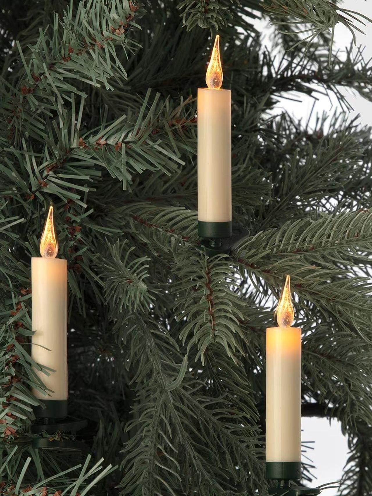 'Set' de velas de pinza para decorar el árbol de Navidad de El Corte Inglés. Su precio es de 44,95 euros.