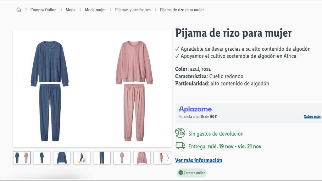 Pijama de rizo para mujer.