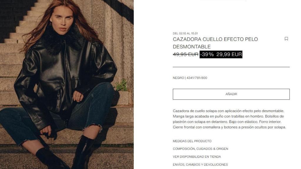 Cazadora cuello efecto pelo. Ref. 4341/781/800