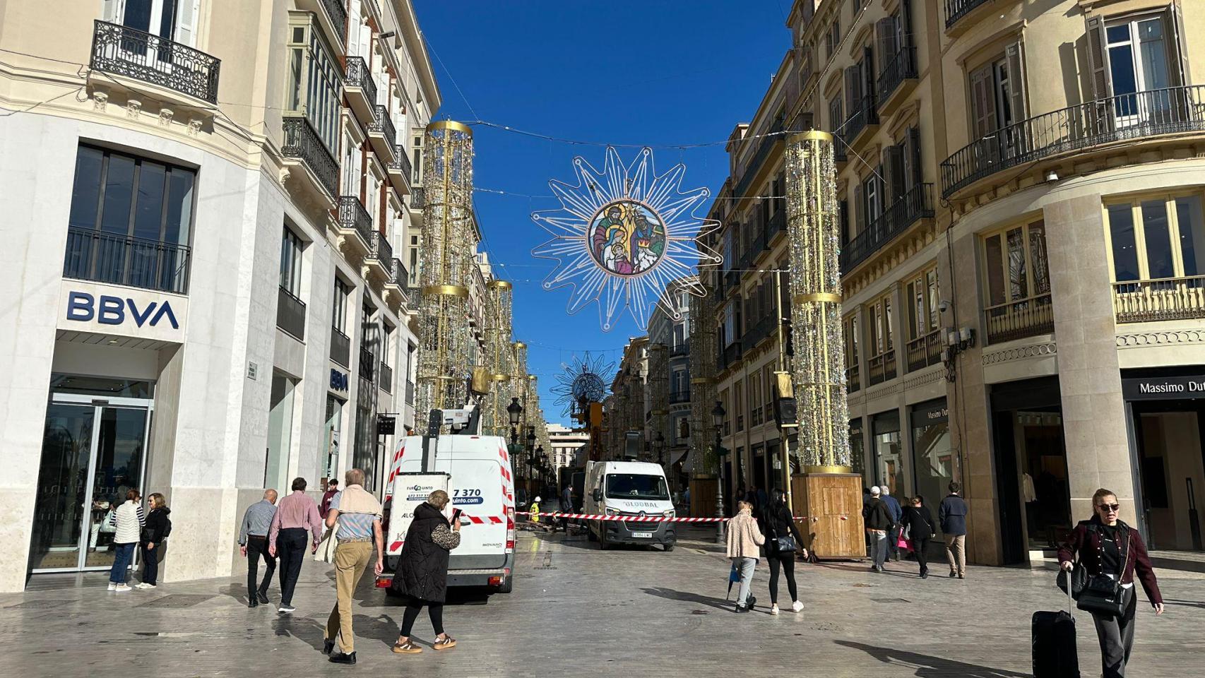 Una imagen de las nuevas luces de la calle Larios de Málaga.