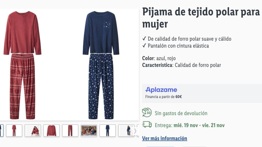 Pijama de tejido polar para mujer.