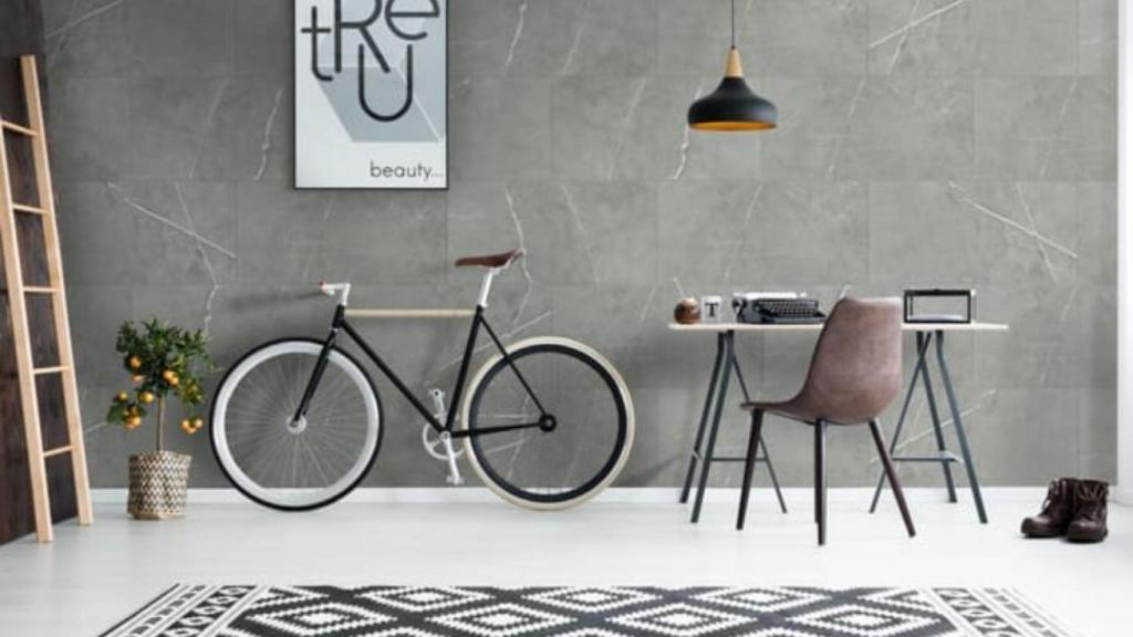 Revestimiento de pared decorativo efecto mármol vinílico SPC Carrara Mercuri.