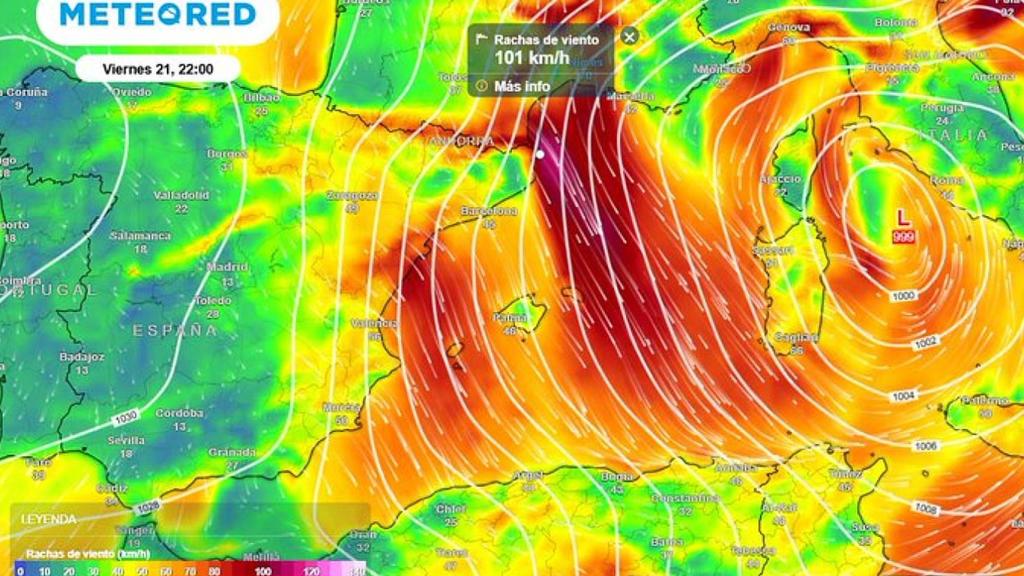 La ciclogénesis sobre el Mediterráneo que afectará a España esta semana. Meteored.