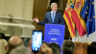 Jorge Azcón, en una jornada sobre el corredor Cantábrico-Mediterráneo