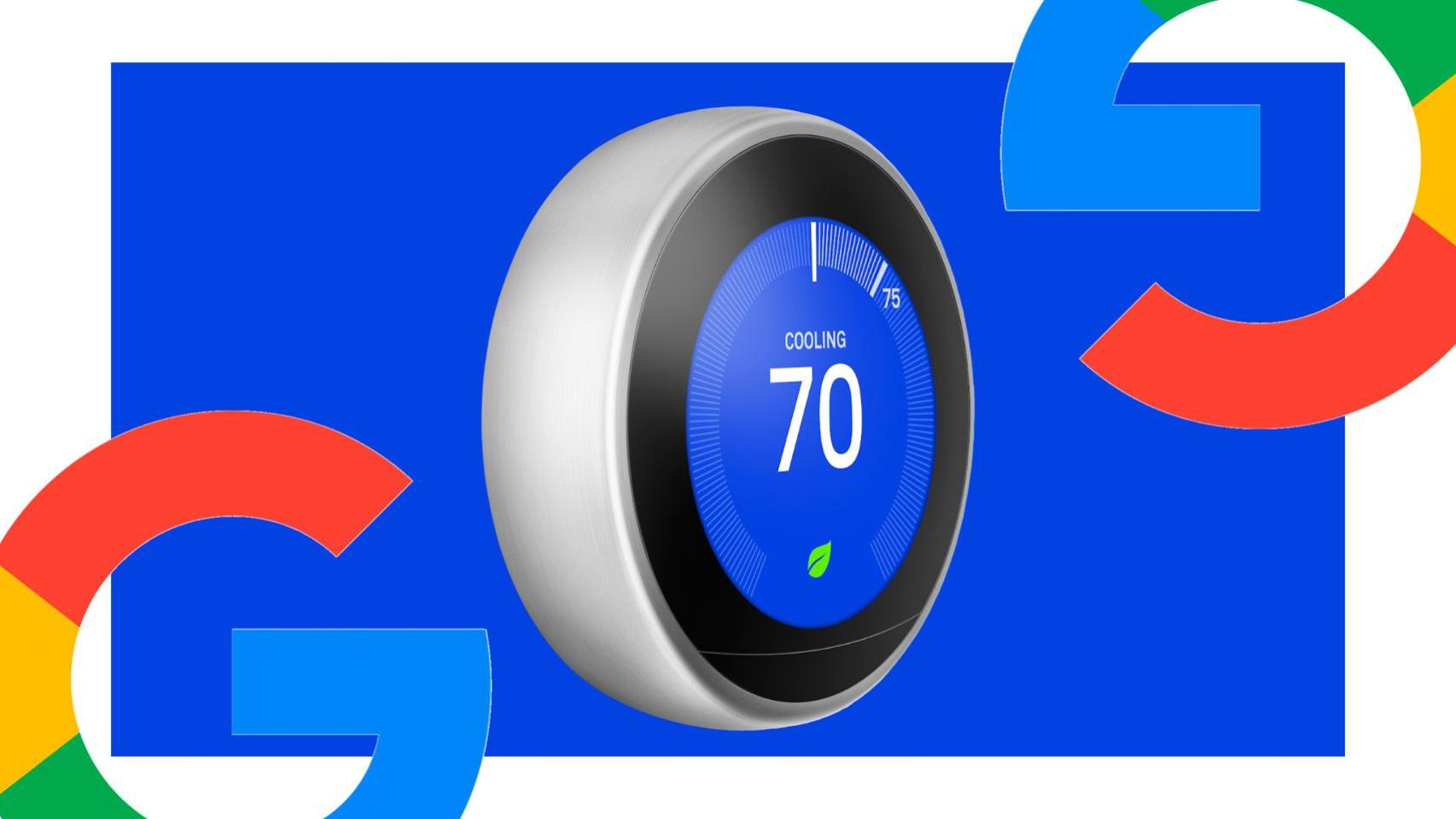 Fotomontaje con un termostato Nest.