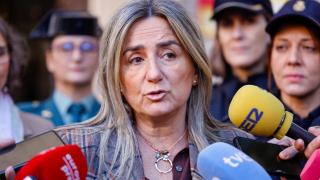 Milagros Tolón este martes ante los medios de comunicación.