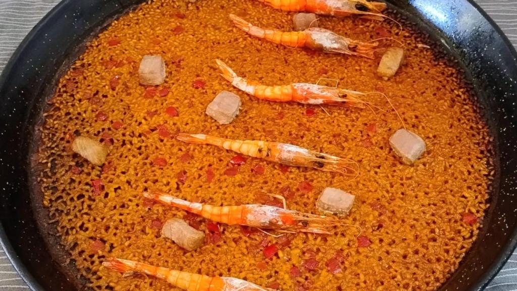 Un arroz alicantino de gambas.