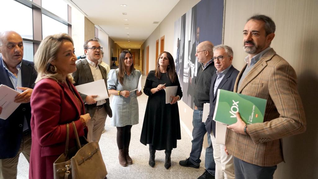 Los portavoces de los grupos parlamentarios de las Cortes de Castilla y León antes de la Junta de Portavoces de este martes