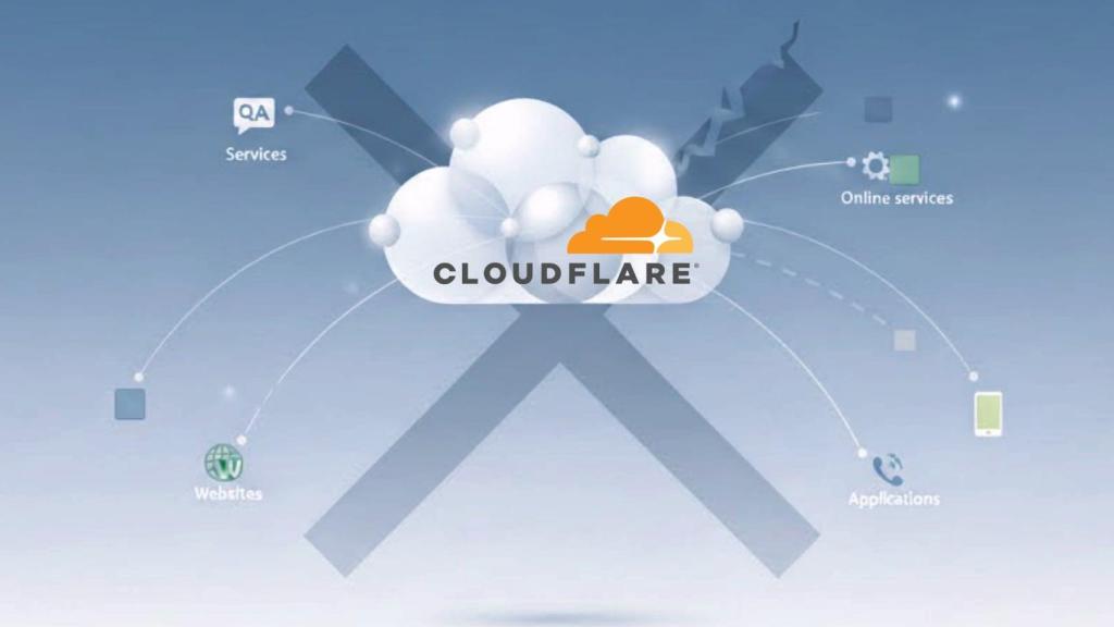 Montaje con el logotipo de Cloudflare