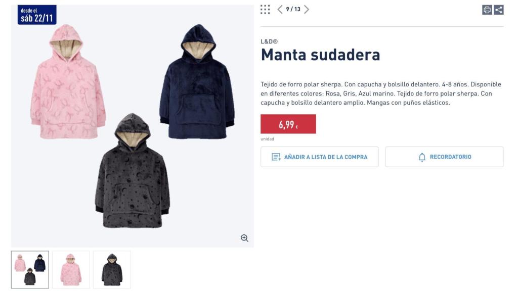 Manta sudadera.