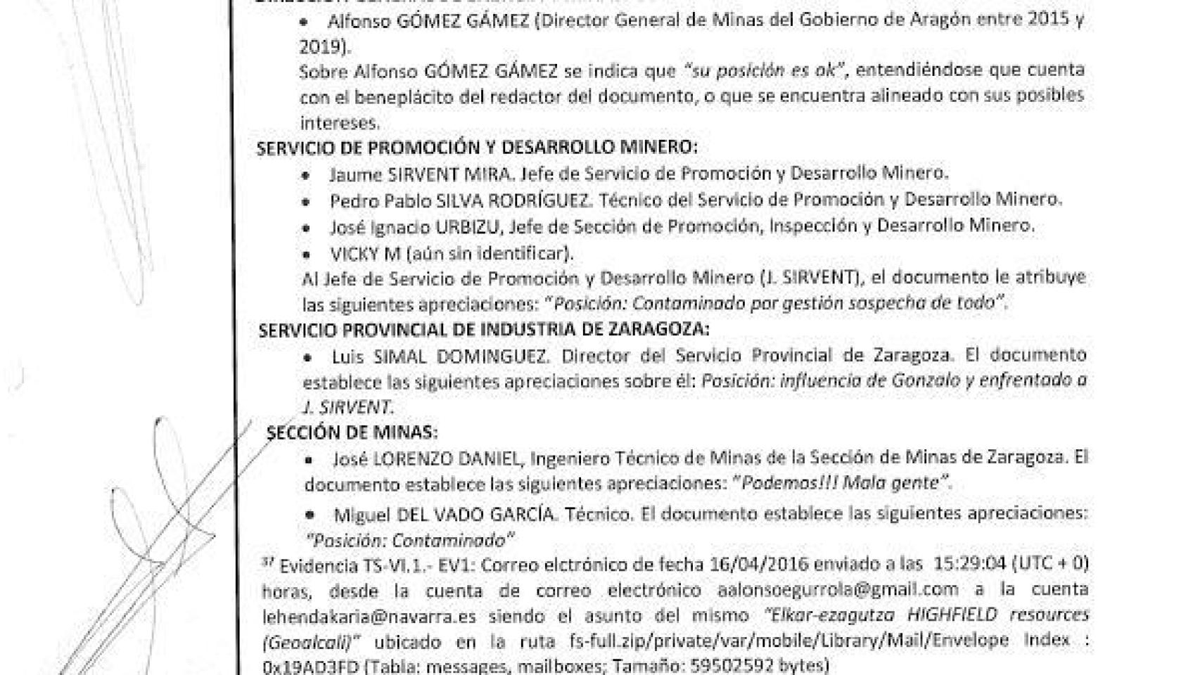 Referencias a Gómez Gámez en el informe de la UCO.