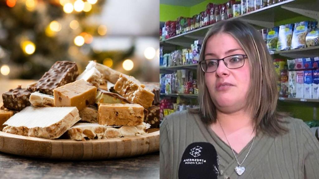 Montake con Turrones (IStock) y Cristina, comerciante dueña de una tienda de alimentación (La Sexta).
