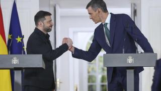 Zelenski y Sánchez este martes en el Palacio de la Moncloa
