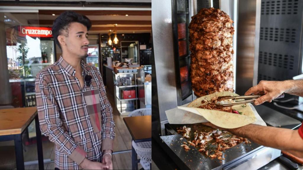 Montaje con una imagen de Any y una imagen de archivo de un kebab.