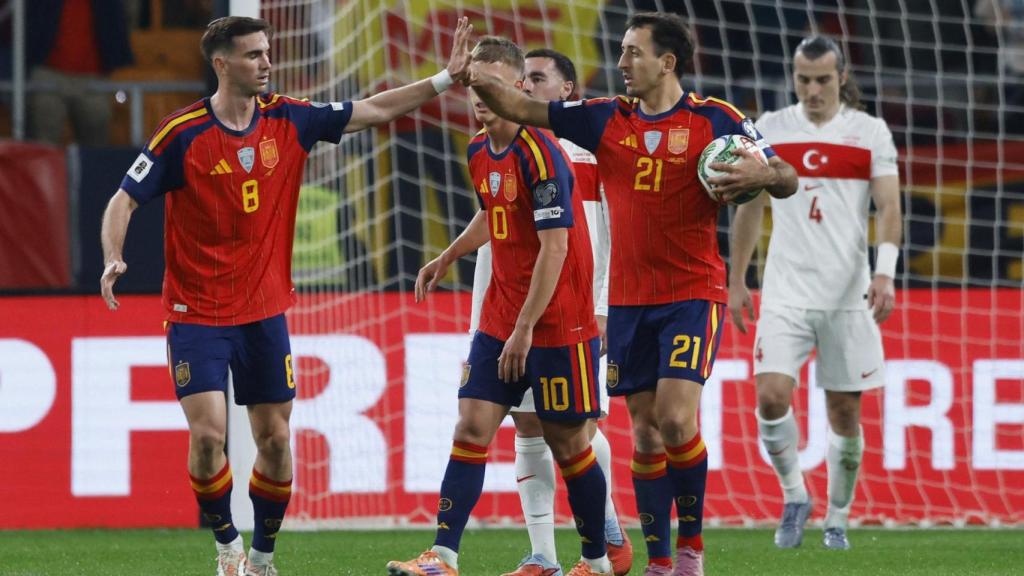 Oyarzabal celebra el gol del empate ante Turquía.