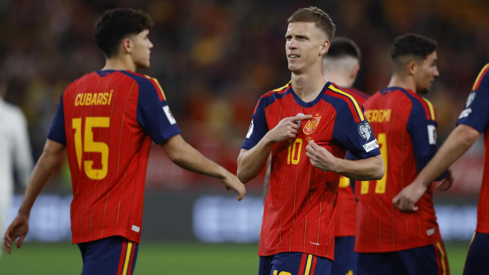 Dani Olmo celebra el primer gol del partido ante Turquía.