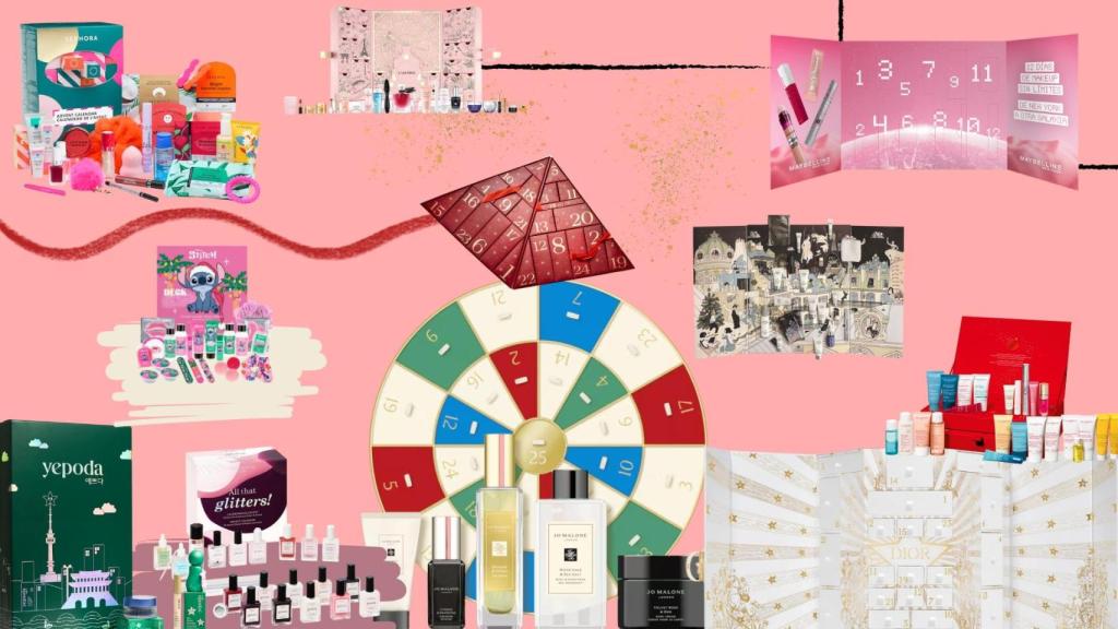 Collage con una selección de calendarios de Adviento de belleza de 2025.