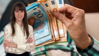 La abogada Miriam Ruiz Acosta y una imagen de una mujer mayor contando sus ahorros.