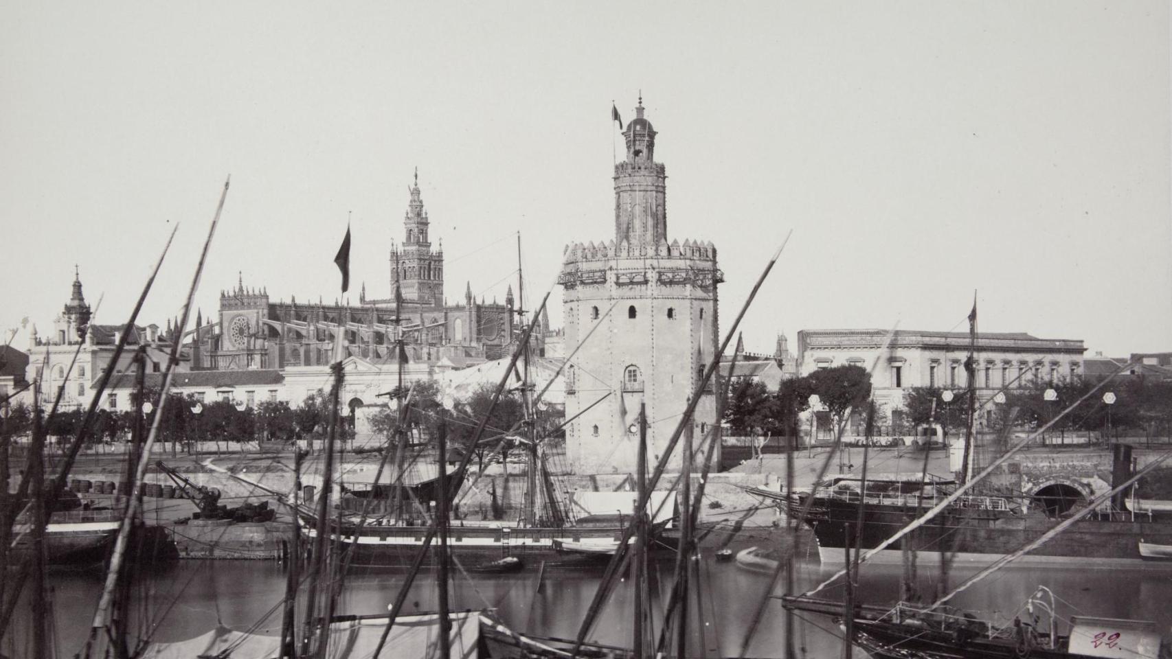 Charles Clifford: 'Torre del oro, Sevilla', 1862
