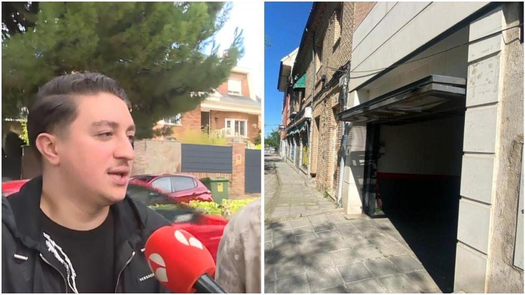 Montaje de un estudiante y una imagen de un garaje.