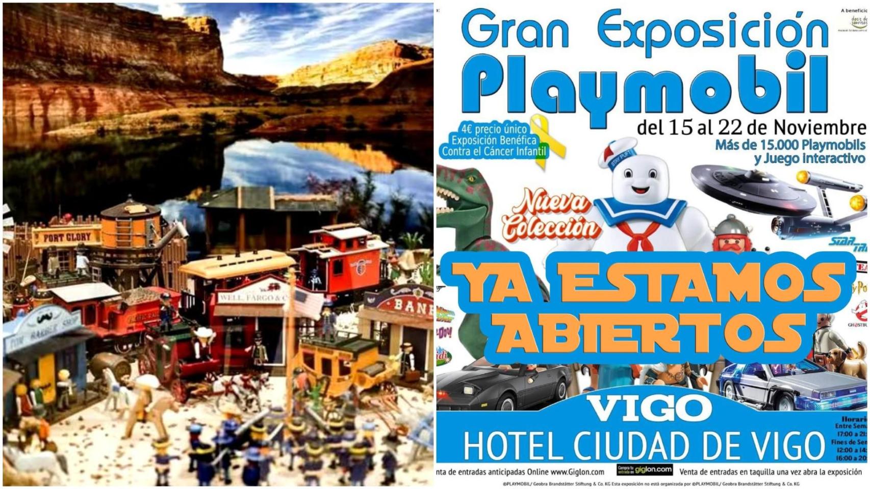 Cartel de la gran exposición de Playmobil que ya se puede visitar en Vigo.