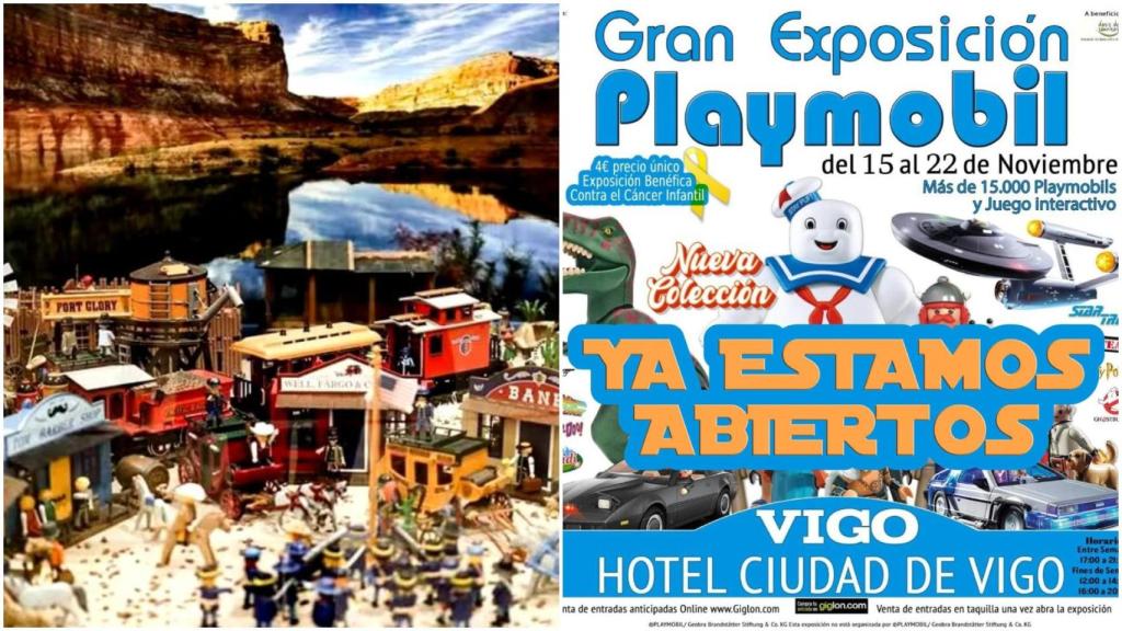 Cartel de la gran exposición de Playmobil que ya se puede visitar en Vigo.