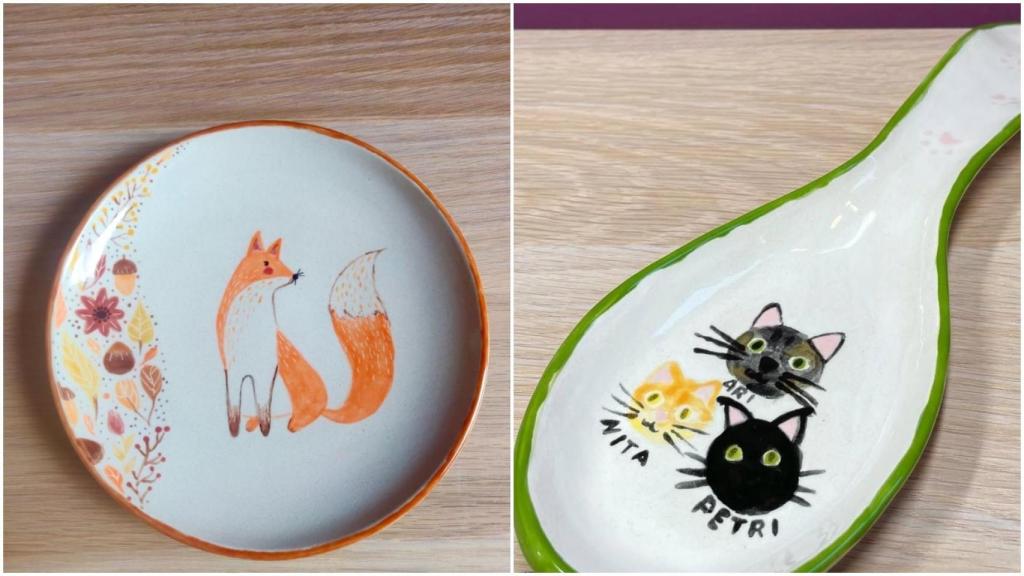 Algunas de las creaciones hechas en Pinta tu Cerámica.