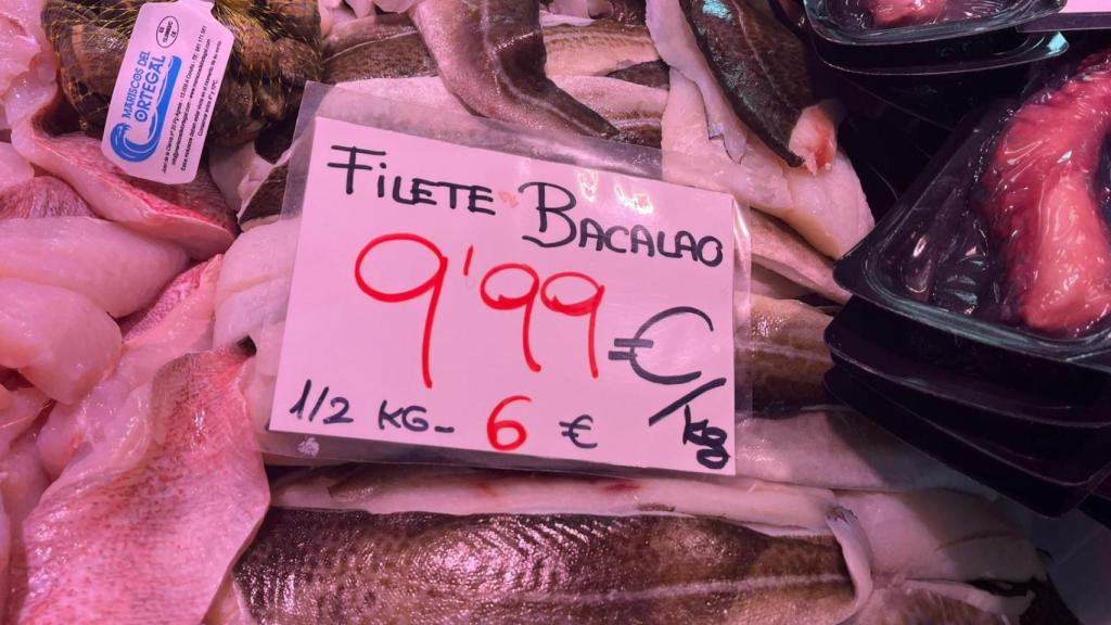 Precio del medio kilo de bacalao.