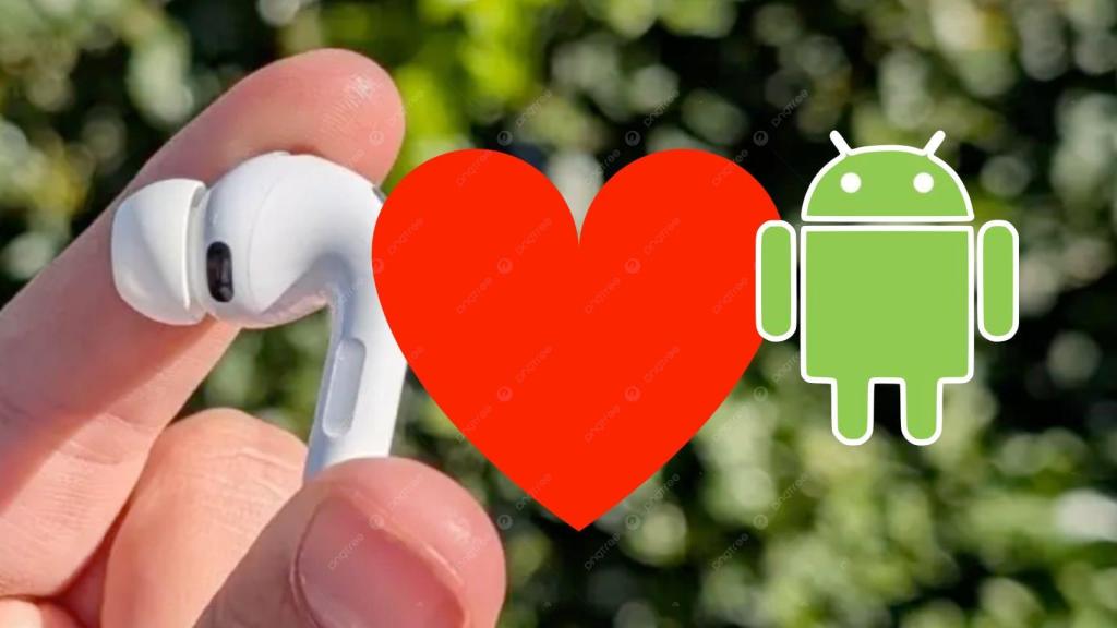 Montaje de unos Airpods con el logo de Android