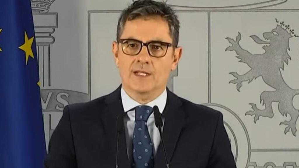 El ministro de Justicia y Presidencia, Félix Bolaños, durante su declaración.