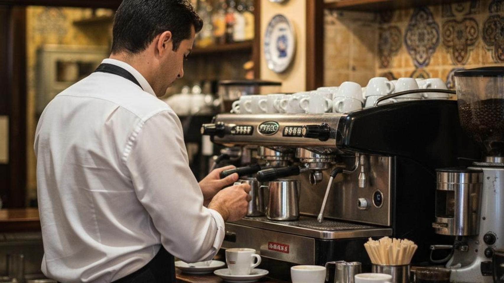 Un camarero en un bar.