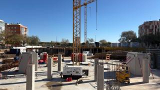 Avance de las obras de vivienda de alquiler asequible en la calle de la Quimera de Oro en Zaragoza
