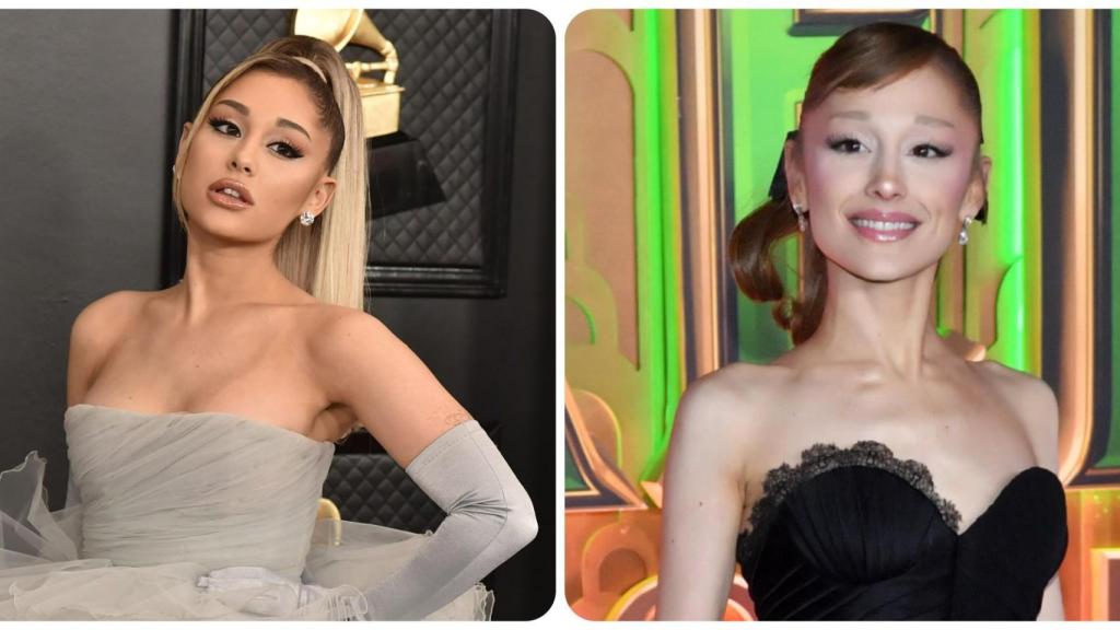 Ariana Grande, antes y después de 'Wicked' en un montaje de EL ESPAÑOL.