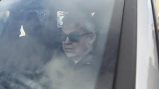 Santos Cerdán a su llegada a su casa en Milagro (Navarra), este jueves.