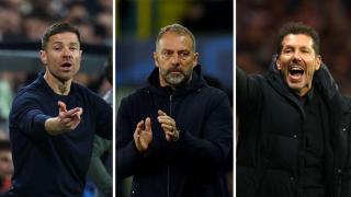 Xabi Alonso, Hansi Flick y Simeone, en un fotomontaje.