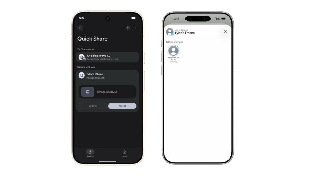 AirDrop de iPhone y Quick Share de Android, conectados
