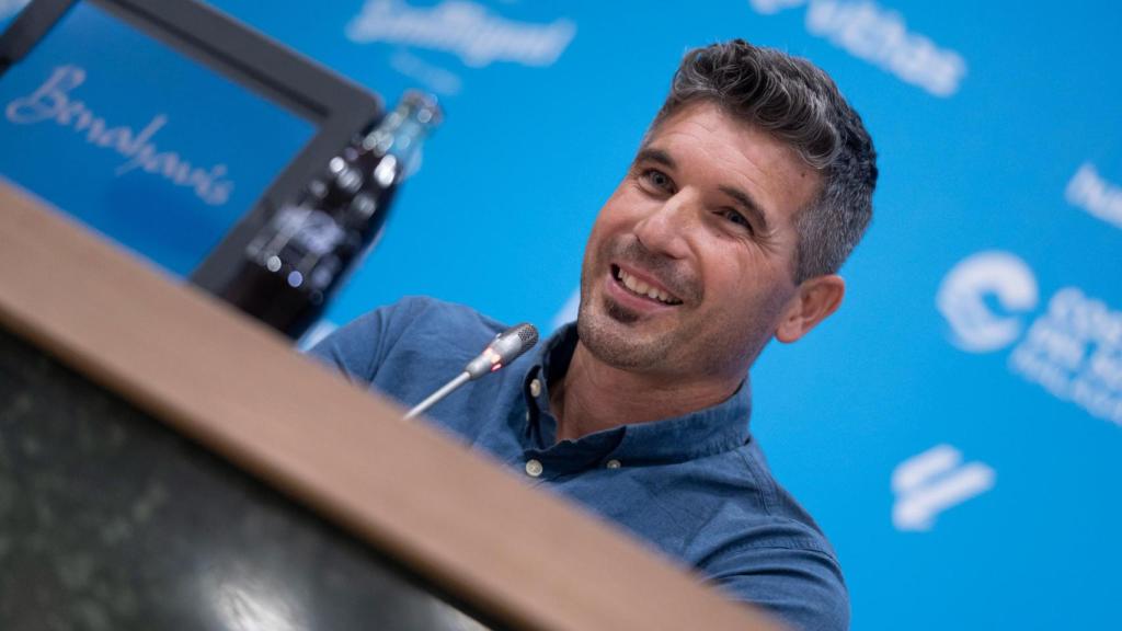 Funes durante su presentación como nuevo entrenador del Málaga CF