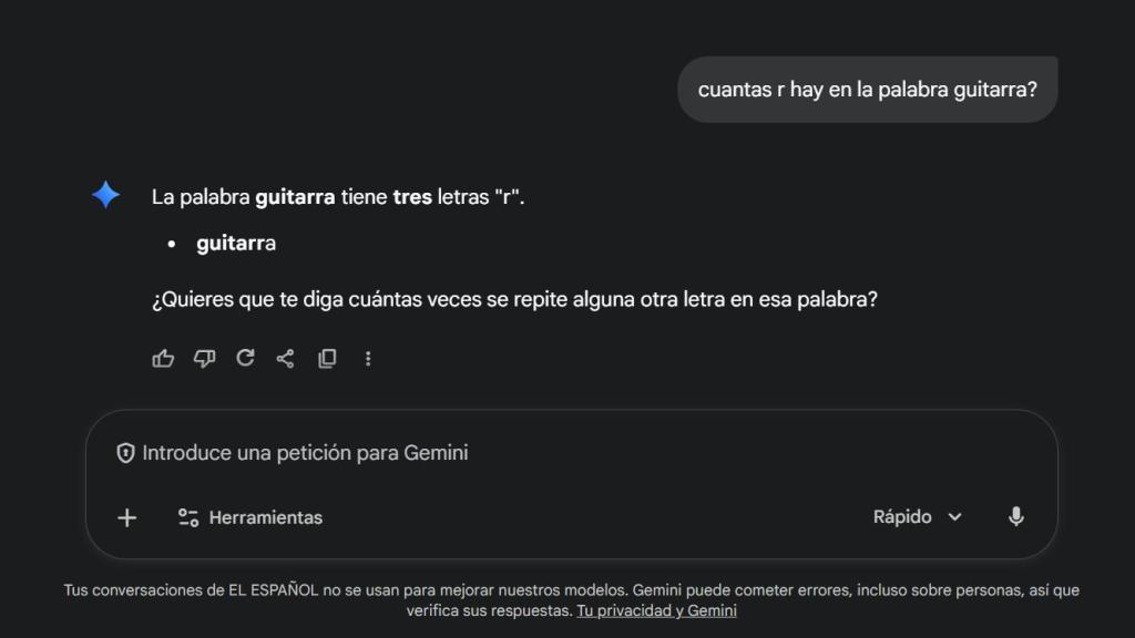 Prueba realizada por El Español a Gemini